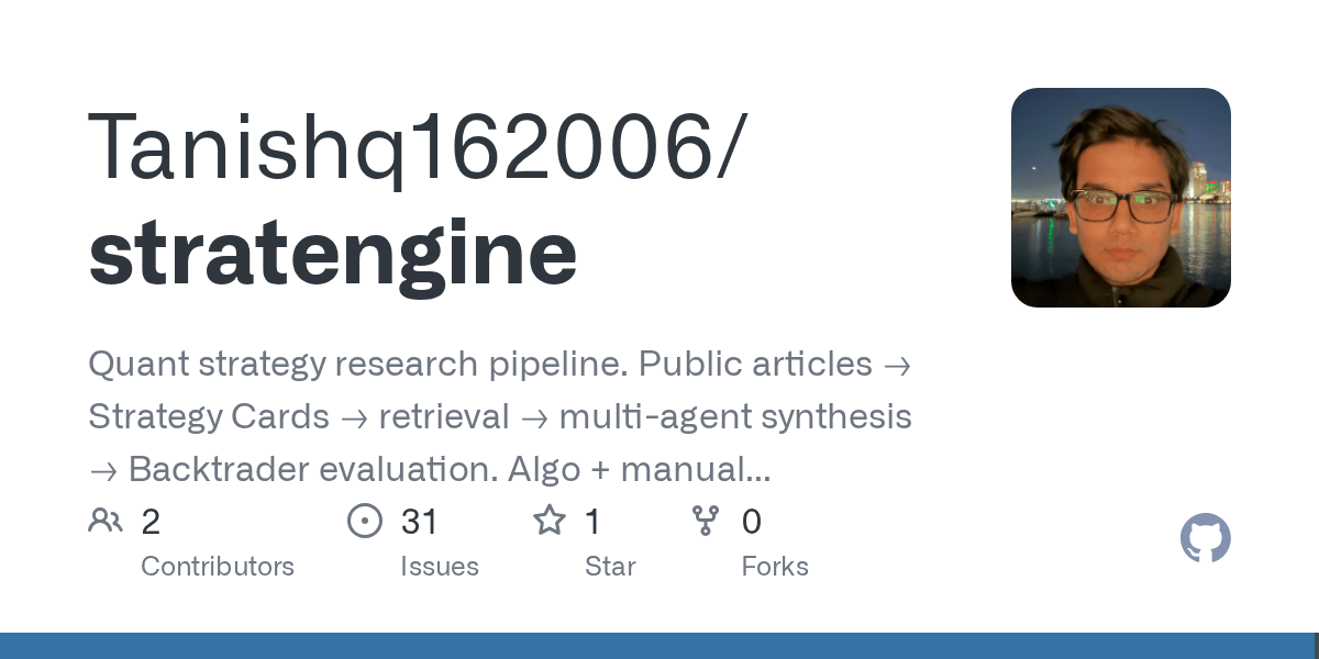 StratEngine: Quant Strategy Research Engine — repository preview
